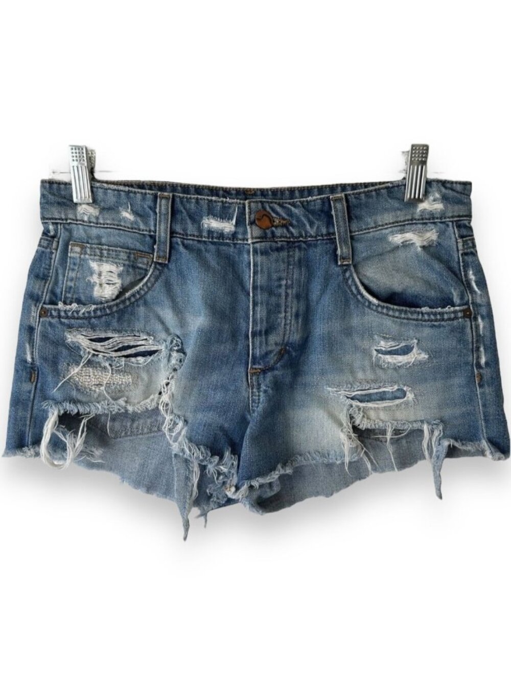 Joes Jeans Kikki Distressed Cutoff Denim Jean Shorts Raw Hem Size 2 medium wash